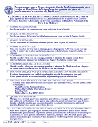 Instrucciones para Formulario SSA-1021-SP Apelacion De La Determinacon Por El Beneficio Adicional De Ayuda Para Los Costos Por Medicamento De Medicare (Spanish)