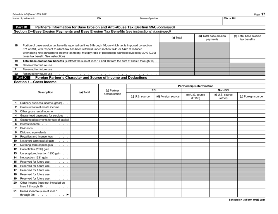 IRS Form 1065 Schedule K-3 Partners Share of Income, Deductions, Credits, Etc. - International, Page 17