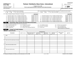 Document preview: IRS Form 1065 Schedule K-2 Partners' Distributive Share Items - International