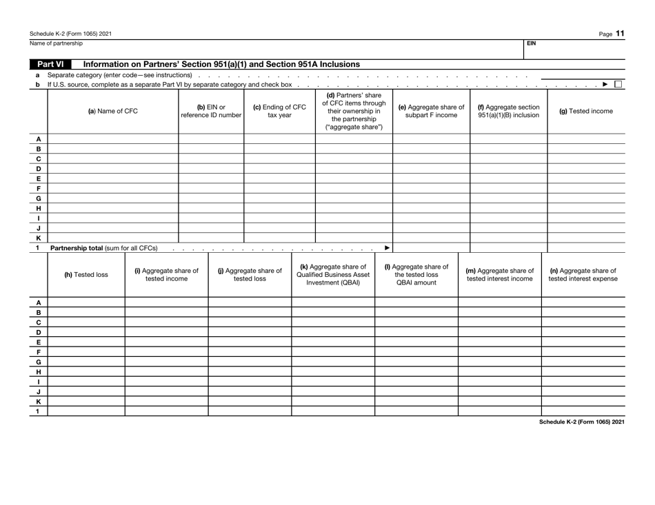 IRS Form 1065 Schedule K-2 Partners Distributive Share Items - International, Page 11