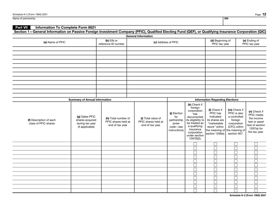 IRS Form 1065 Schedule K-2 Partners Distributive Share Items - International, Page 12