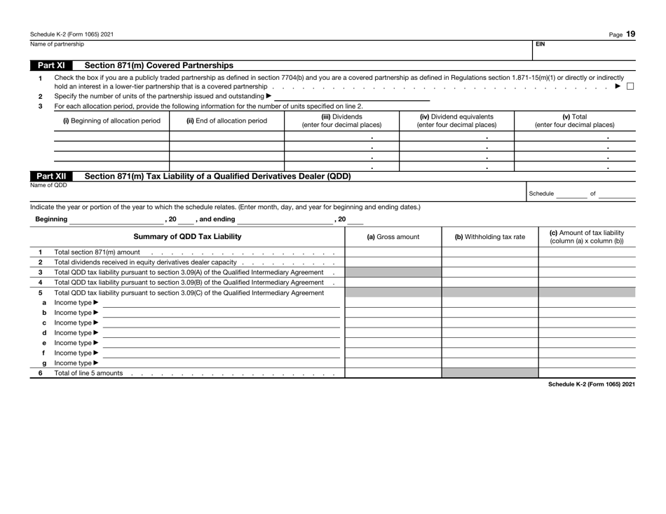 IRS Form 1065 Schedule K-2 Partners Distributive Share Items - International, Page 19