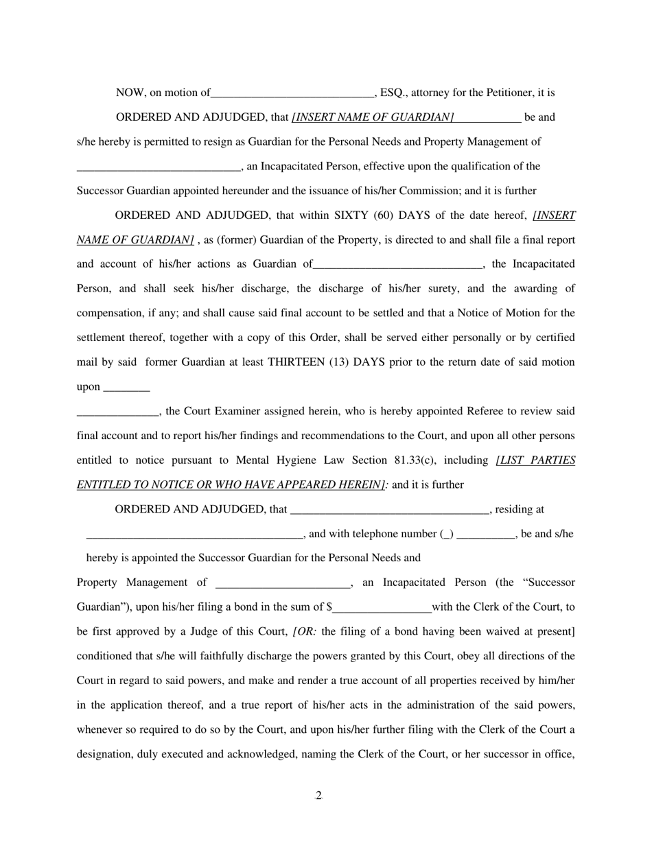 Order and Judgement Appointing Successor Guardian and Directing Final Report and Account - New York, Page 3