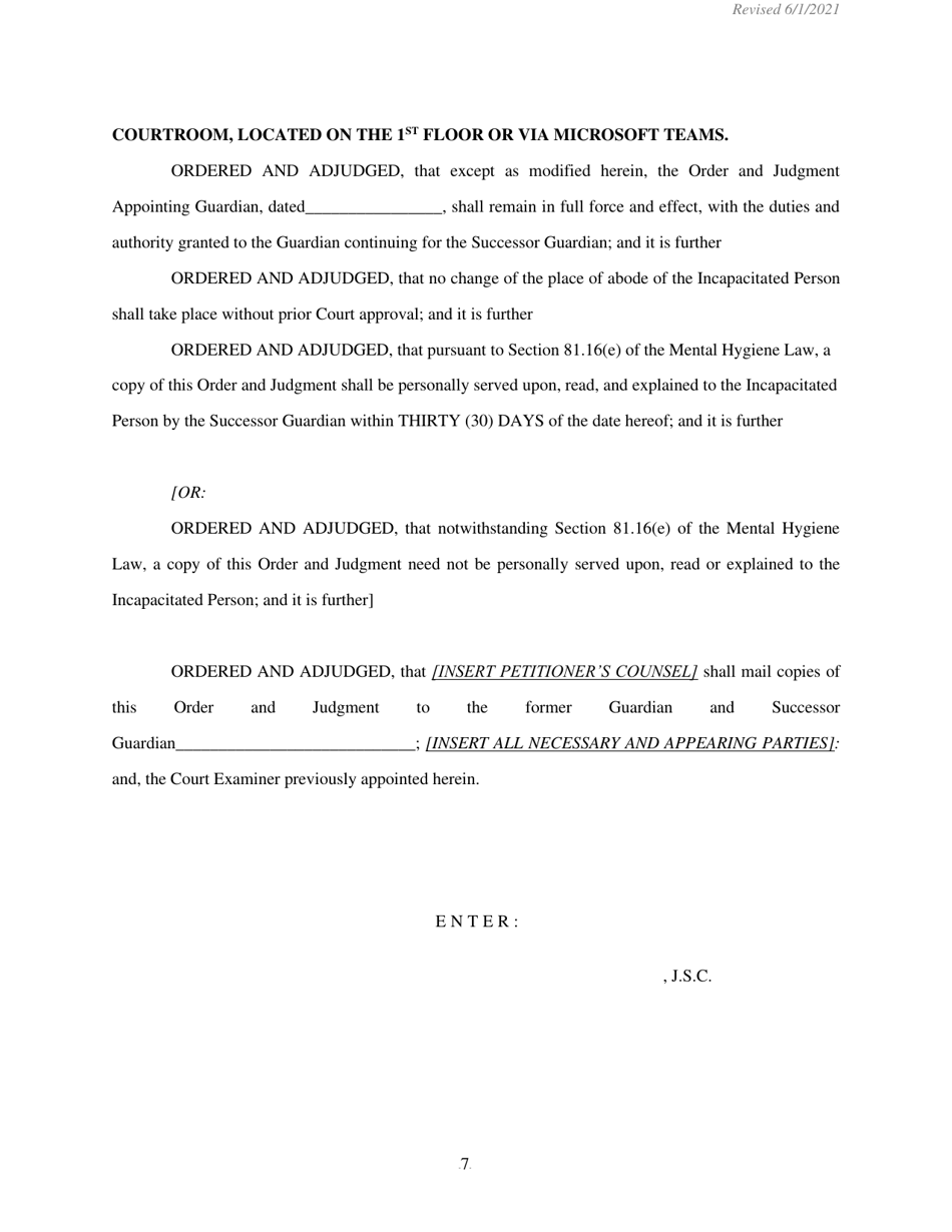 Order and Judgement Appointing Successor Guardian and Directing Final Report and Account - New York, Page 8