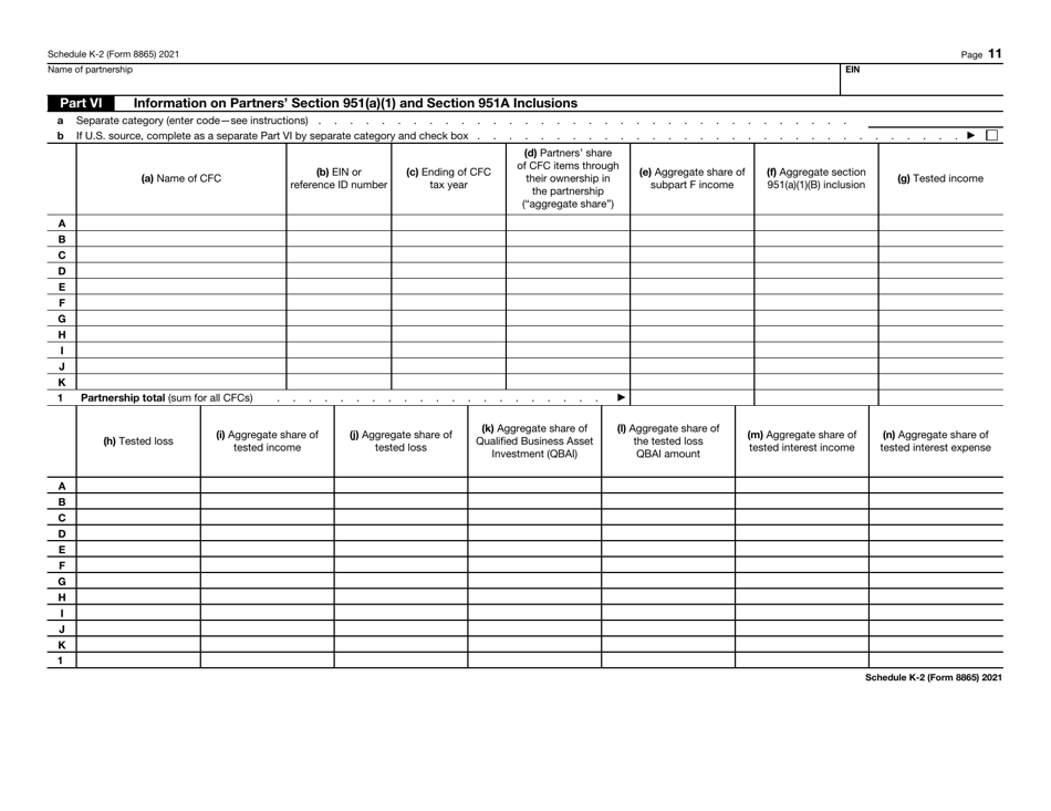 IRS Form 8865 Schedule K-2 Partners Distributive Share Items - International, Page 11