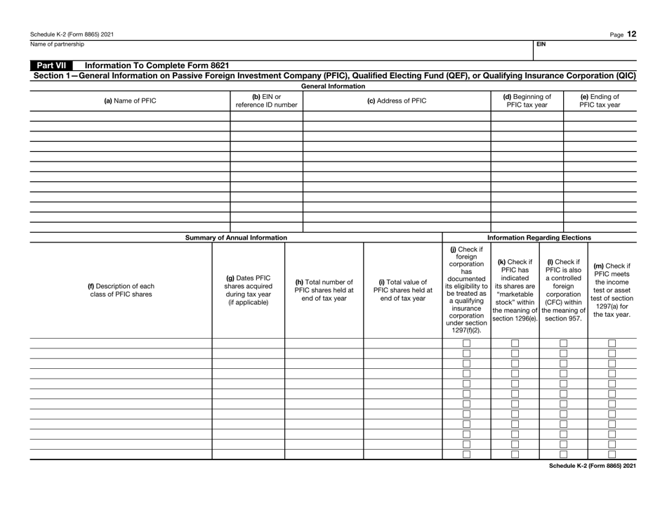 IRS Form 8865 Schedule K-2 Partners Distributive Share Items - International, Page 12