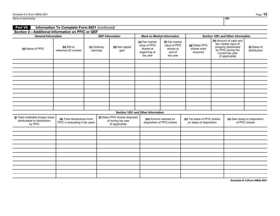 IRS Form 8865 Schedule K-2 Partners Distributive Share Items - International, Page 13
