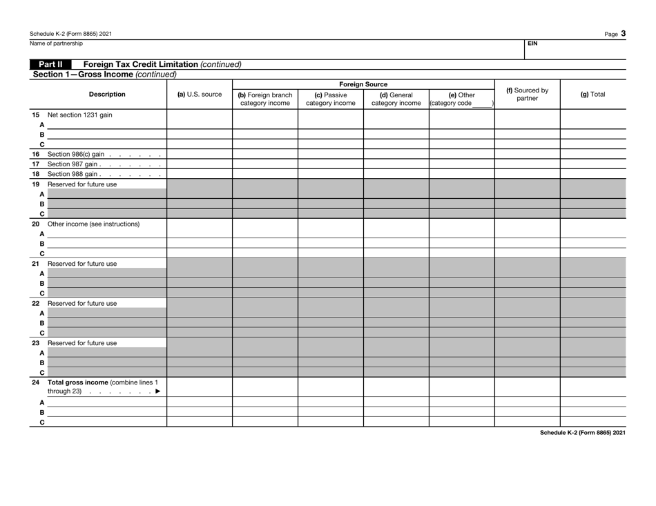 IRS Form 8865 Schedule K-2 Partners Distributive Share Items - International, Page 3