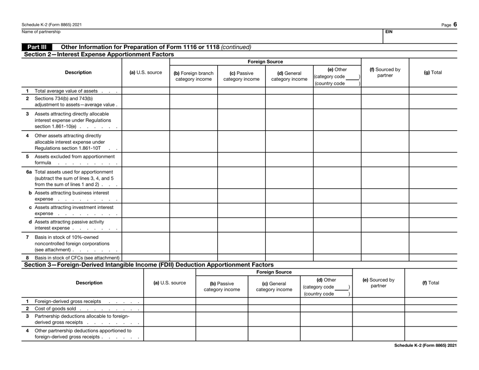 IRS Form 8865 Schedule K-2 Partners Distributive Share Items - International, Page 6