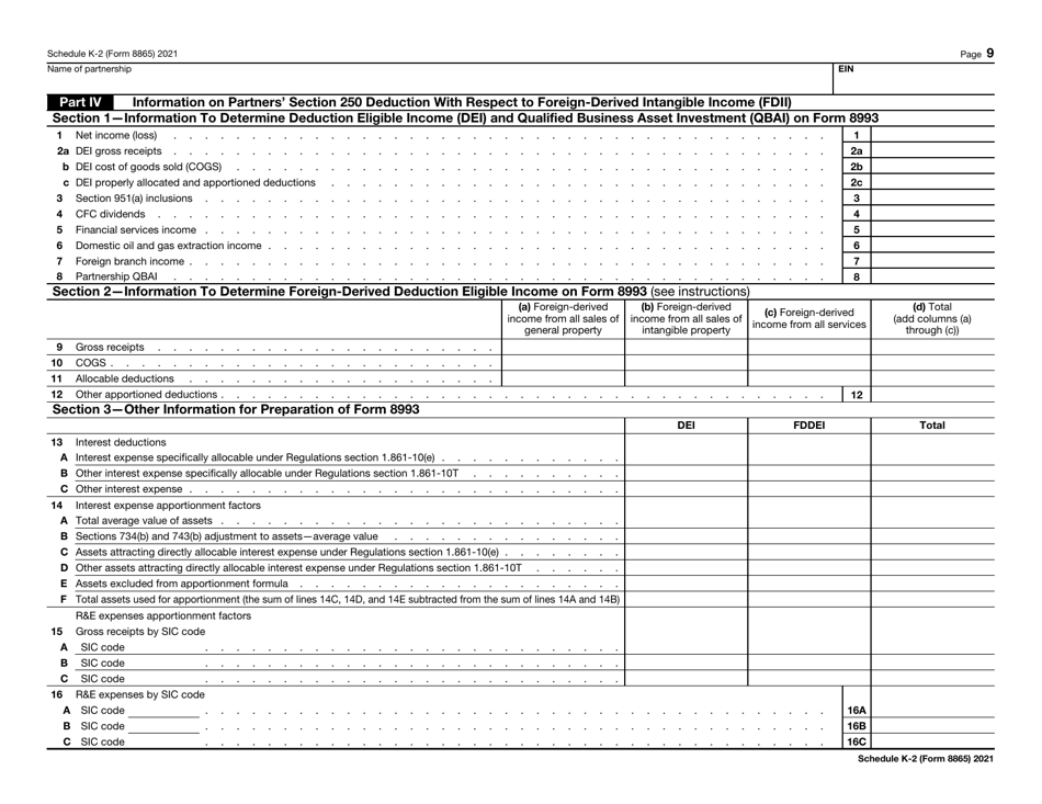 IRS Form 8865 Schedule K-2 Partners Distributive Share Items - International, Page 9