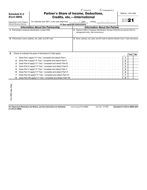 IRS Form 8865 Schedule K-3 2021 Printable Pdf