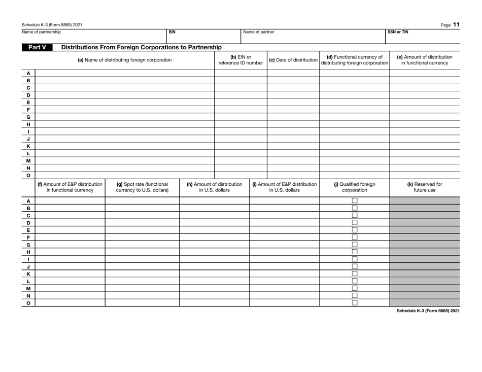 IRS Form 8865 Schedule K-3 Partners Share of Income, Deductions, Credits, Etc. - International, Page 11
