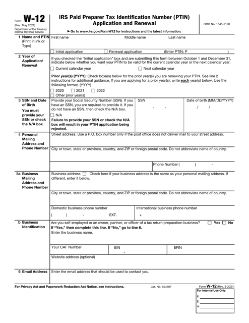 IRS Form W-12 Printable Pdf