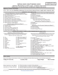 Application for Certification - Arizona, Page 3