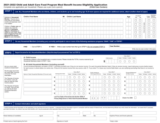 Document preview: Child and Adult Care Food Program Meal Benefit Income Eligibility Application - Child Care Center - Arizona