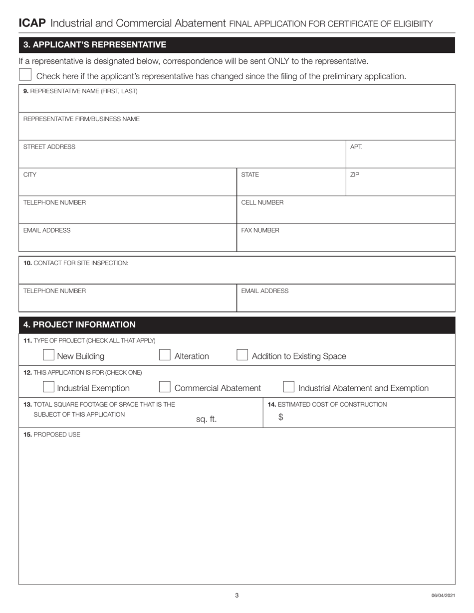 Industrial and Commercial Abatement Final Application for Certificate of Eligibility - New York City, Page 3