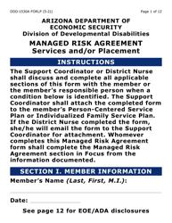 Form DDD-1530A-LP Managed Risk Agreement Services and/or Placement - Large Print - Arizona