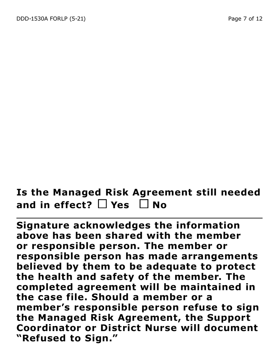 Form DDD-1530A-LP Managed Risk Agreement Services and / or Placement - Large Print - Arizona, Page 7