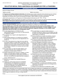 Document preview: Formulario UIB-1244A-S Solicitud Inicial Para Asistencia De Desempleo Por La Pandemia - Arizona (Spanish)