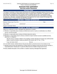 Form DDD-1530A Managed Risk Agreement Services and/or Placement - Arizona