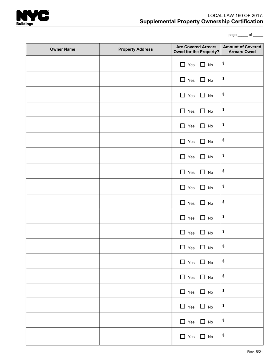 Supplemental Property Ownership Certification - New York City, Page 2