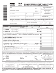 Document preview: Form CR-A Commercial Rent Tax Return - New York City