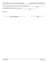 Form AD856 Notice to Discontinue Foster Care (FC) Payment - California, Page 2