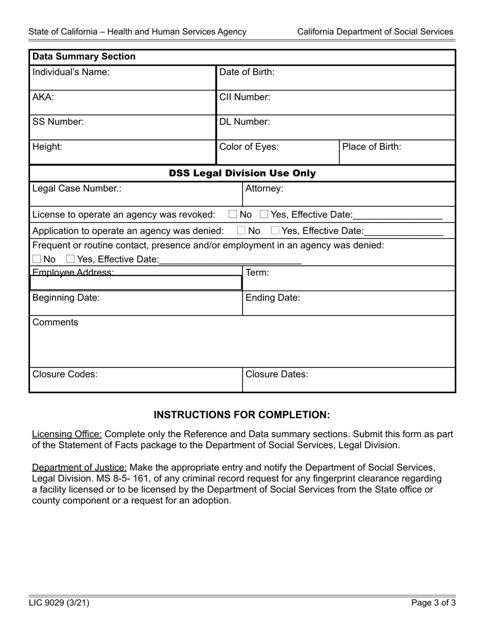 Form LIC9029CPMB - Fill Out, Sign Online and Download Fillable PDF ...