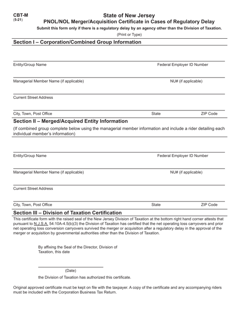 Form CBT-M  Printable Pdf