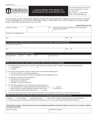 Document preview: Form R-65000 Louisiana Identity Theft Affidavit for Unemployment Insurance Benefits Only - Louisiana