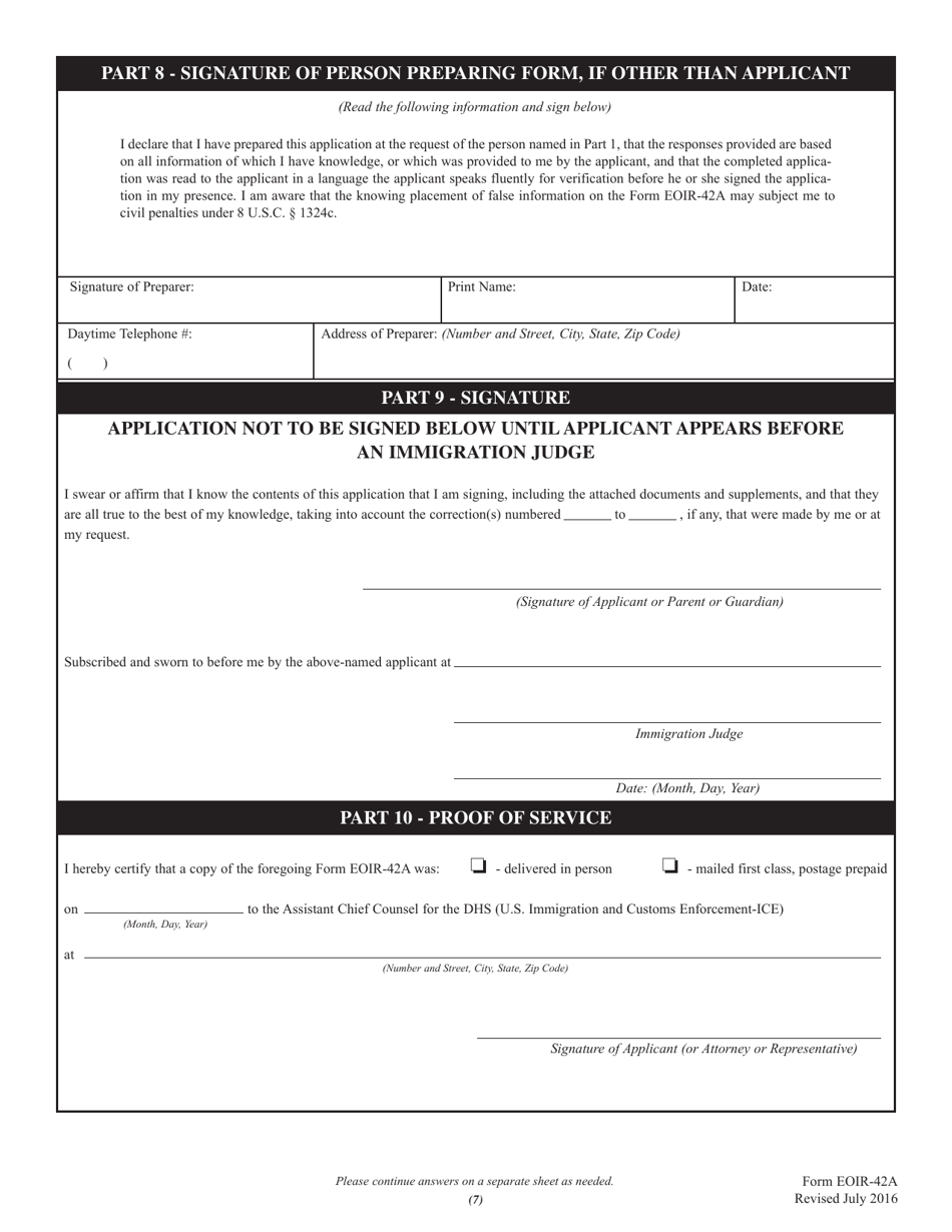 Form Eoir 42a Fill Out Sign Online And Download Fillable Pdf Templateroller 1821