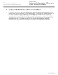 Form EOIR-42A Application for Cancellation of Removal for Certain Permanent Residents, Page 2