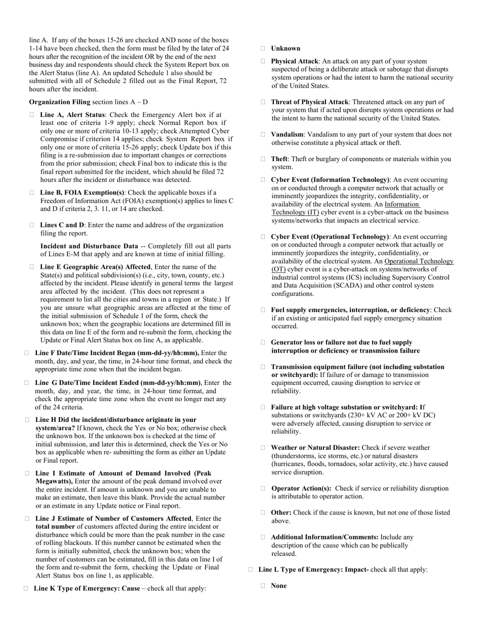 Instructions for Form DOE-417 Electric Emergency Incident and Disturbance Report, Page 4