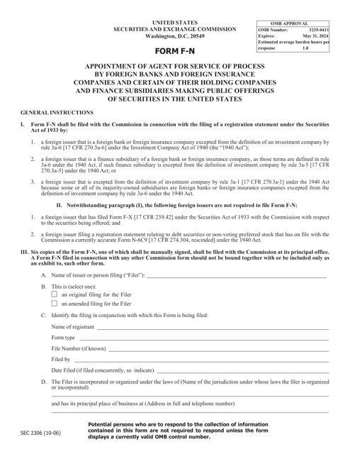 SEC Form 2306 (F-N)  Printable Pdf