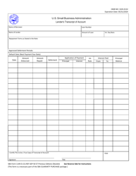 SBA Form 1149 Lender's Transcript of Account