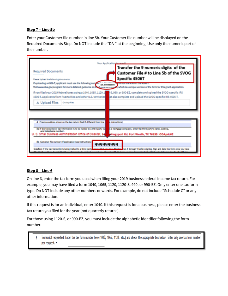 Download Instructions for IRS Form 4506-T Svog Request for Transcript ...