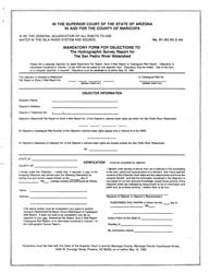 Mandatory Form for Objections to the Hydrographic Survey Report for the San Pedro River Watershed - County of Maricopa, Arizona