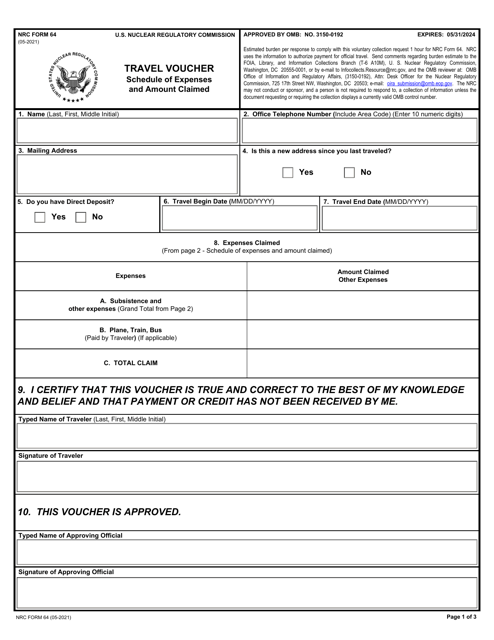 NRC Form 64  Printable Pdf