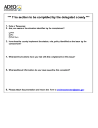 Delegated Authority Complaint Form - Arizona, Page 2