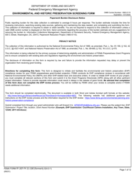 Document preview: FEMA Form FF-207-FY-21-100 Environmental and Historic Preservation Screening Form