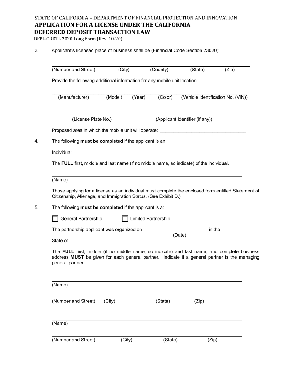 Form Dfpi-cddtl2020 Download Fillable Pdf Or Fill Online Application 