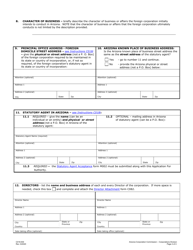 Form C018.004 &quot;Application for Authority to Transact Business or Conduct Affairs in Arizona&quot; - Arizona, Page 2
