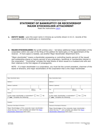 Form C027 &quot;Statement of Bankruptcy or Receivership Major Stockholder Attachment&quot; - Arizona
