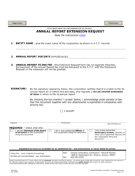 Form C002 &quot;Annual Report Extension Request&quot; - Arizona