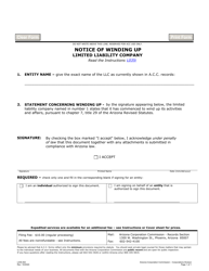Form L035 &quot;Notice of Winding up Limited Liability Company&quot; - Arizona