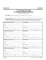 Form L021 LLC Statement of Change of Manager or Member Addresses - Arizona