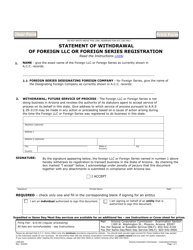 Form L026 &quot;Statement of Withdrawal of Foreign LLC or Foreign Series Registration&quot; - Arizona