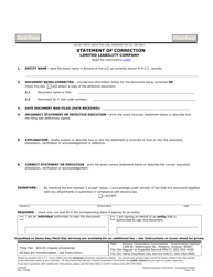 Form L030 &quot;Statement of Correction Limited Liability Company&quot; - Arizona