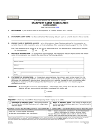 Form C029 &quot;Statutory Agent Resignation Corporation&quot; - Arizona