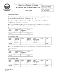 Form FDACS-06402 Civil Rights Pre-award Questionnaire - Florida